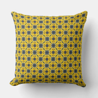 Scattered Yellow Flower Faded Black Throw Pillow