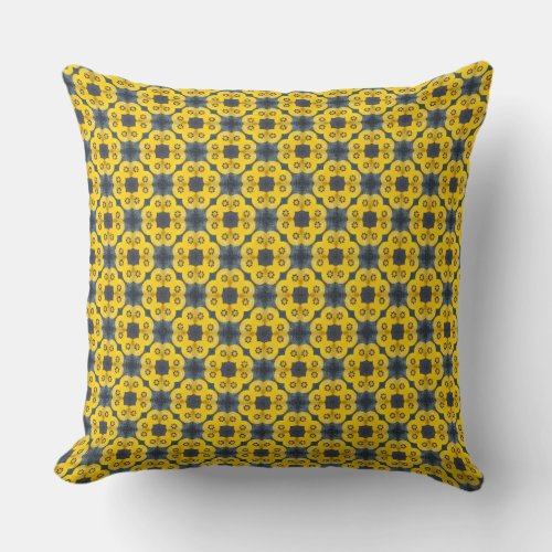 Scattered Yellow Flower Faded Black  Throw Pillow