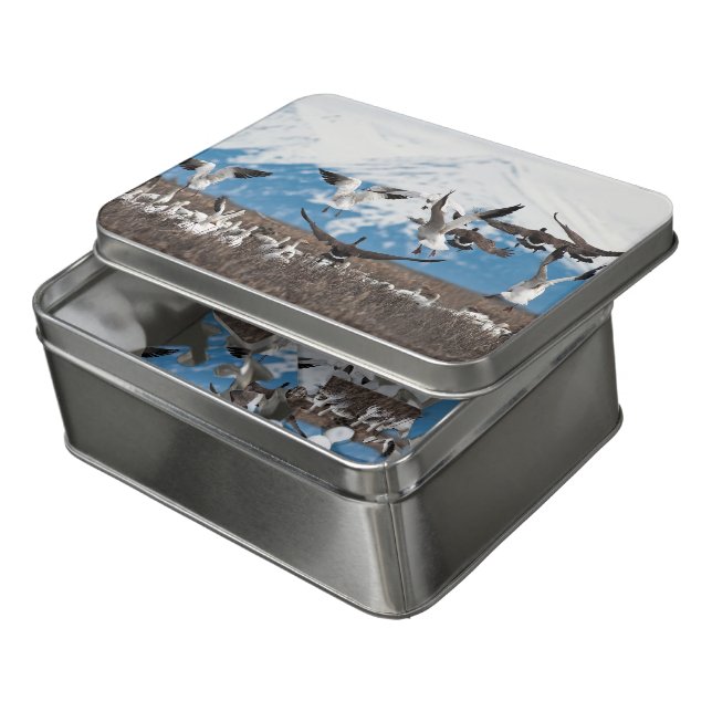 Scattering Geese Jigsaw Puzzle (Lid Open)