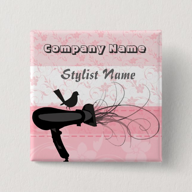 Scatterred Flowers Salon Hair Stylist Mockingbird Pinback Button (Front)