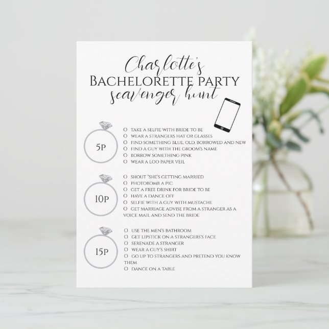 Scavenger Hunt Bachelorette Party Photo Game Card | Zazzle scavenger-hunt-bachelorette-party-photo-game-card-zazzle