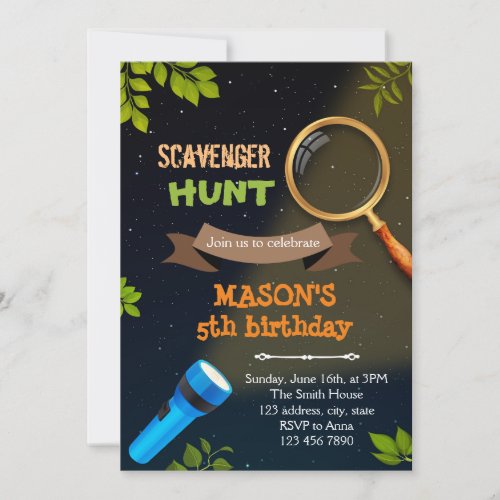 Scavenger Hunt birthday Invitation