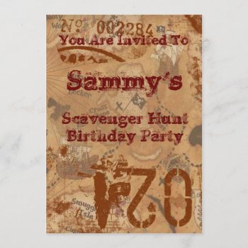 Scavenger Hunt Birthday Invite by geniusmomentbranding at Zazzle