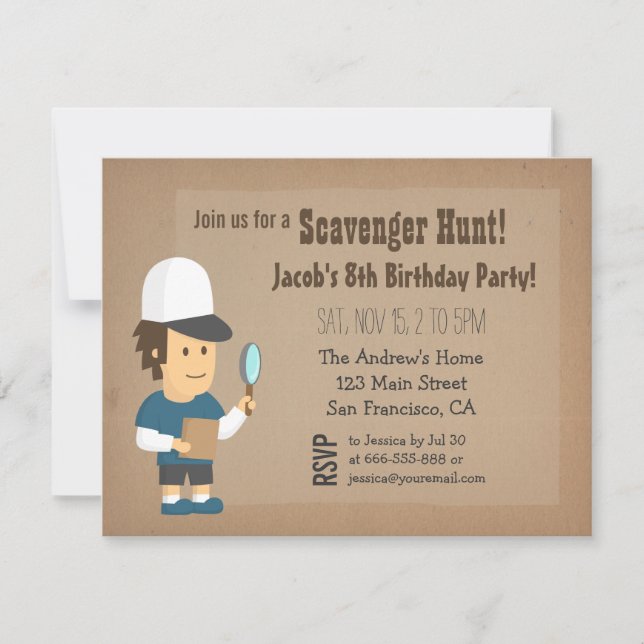 Scavenger Hunt Birthday Party Invitations (Front)