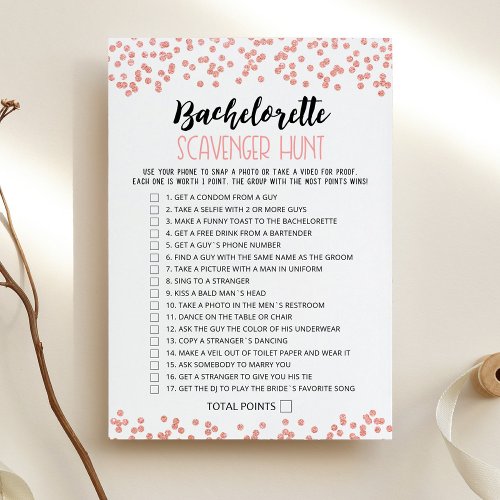 Scavenger Hunt Hen Party Editable game Card