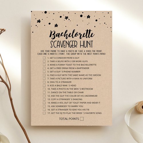 Scavenger Hunt Hen Party Editable game Card