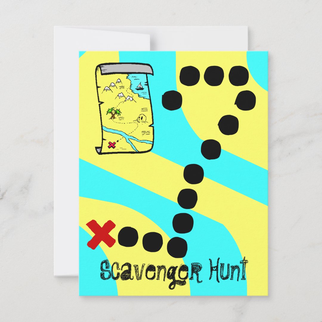 Scavenger Hunt Map Party Theme Invitations | Zazzle