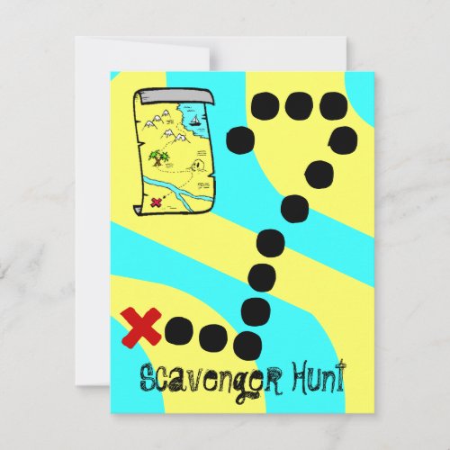 Scavenger Hunt Map Party Theme Invitations