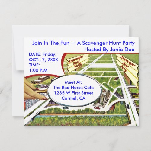 SCAVENGER HUNT PARTY INVITE ~EZ TO CUSTOMIZE