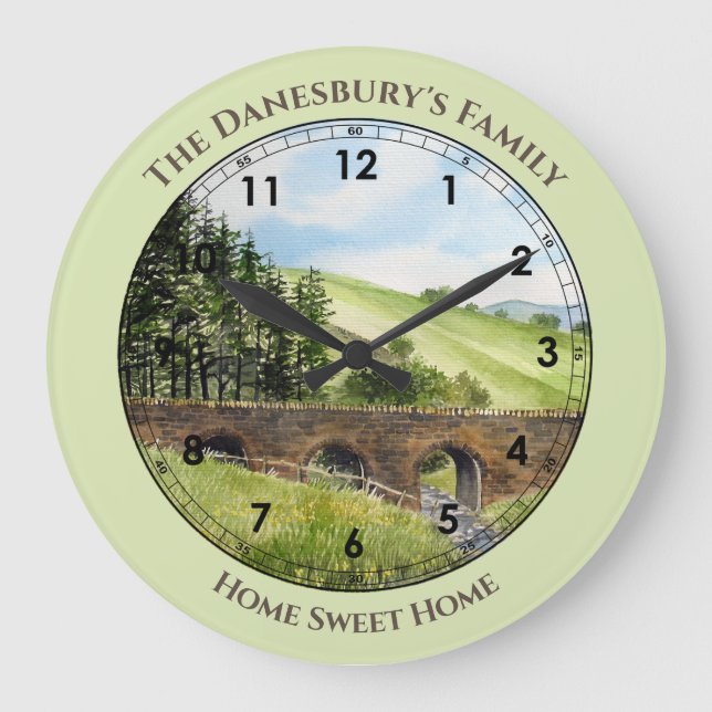 Scawgill Bridge over River Aiken Lake District UK Large Clock (Front)