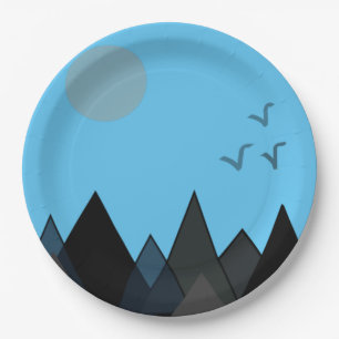 SCENARY LANDSCAPE MOUNTAIN PAINTING SIMPLE PAPER PLATES