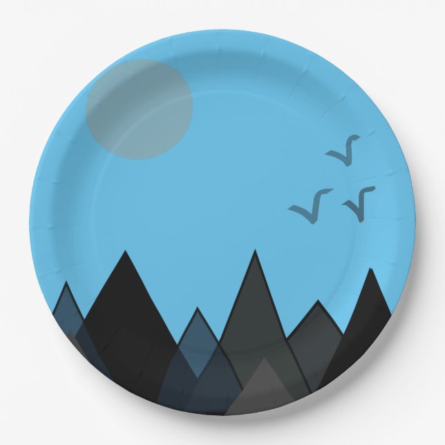 SCENARY LANDSCAPE MOUNTAIN  PAINTING SIMPLE PAPER PLATES (Front)