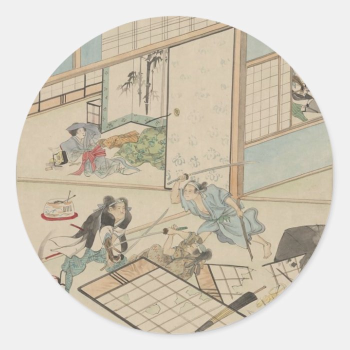 Scene the "47 Ronin" Story circa 1800s Japan Stickers