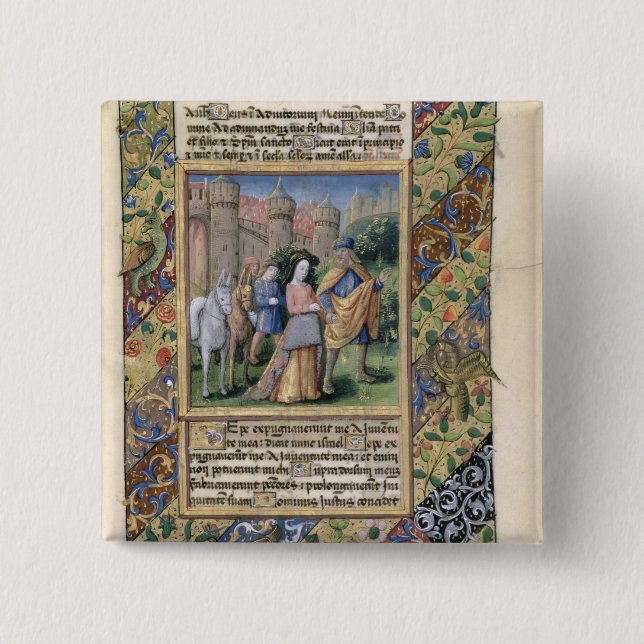Scene from the 'Hours of Louis d'Orleans' Button (Front)
