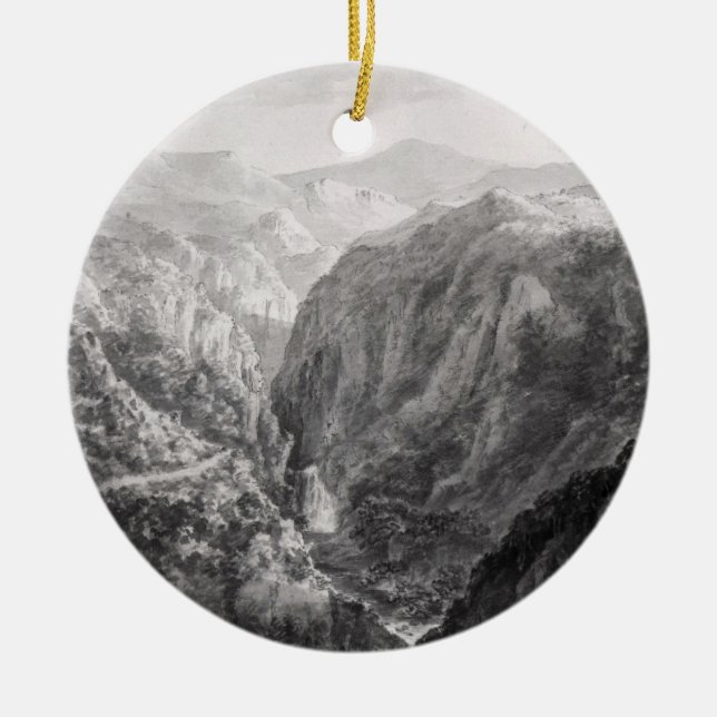 Scene from the Inn at Devil's Bridge with the Fall Ceramic Ornament (Front)