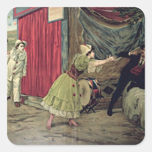 Scene from the opera 'Pagliacci' Square Sticker (Front)