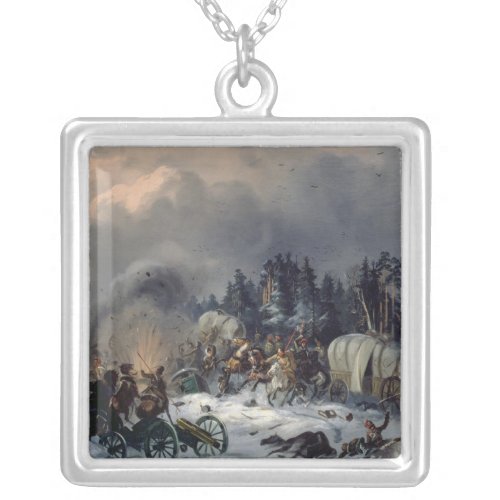 Scene from the Russian_French War in 1812 Silver Plated Necklace