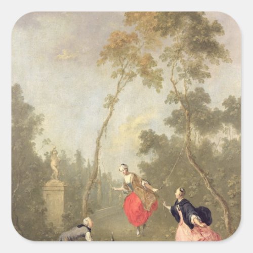 Scene Galante in a Park c1760 Square Sticker