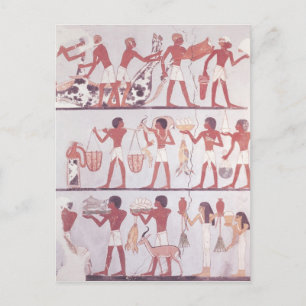 Scene of butchers and servants bringing postcard