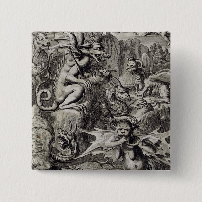 Scene of Hell, illustration from Book 1 Part 3 Cha Pinback Button (Front)