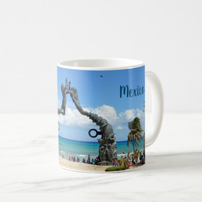Scene of Playa del Carmen Statue Yucatan Mexico Coffee Mug (Front Right)