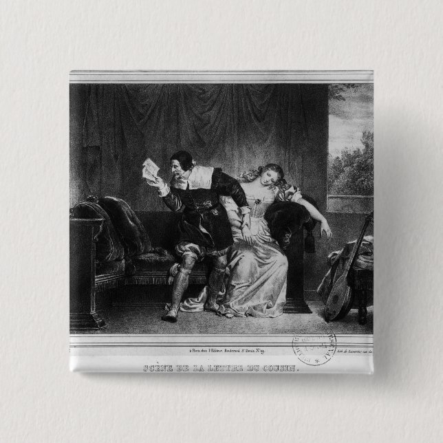 Scene of the cousin's letter pinback button (Front)