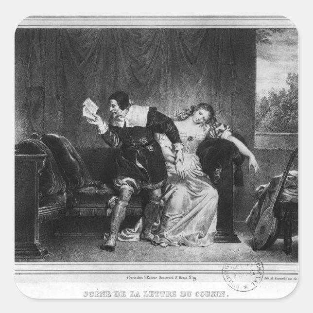 Scene of the cousin's letter square sticker (Front)