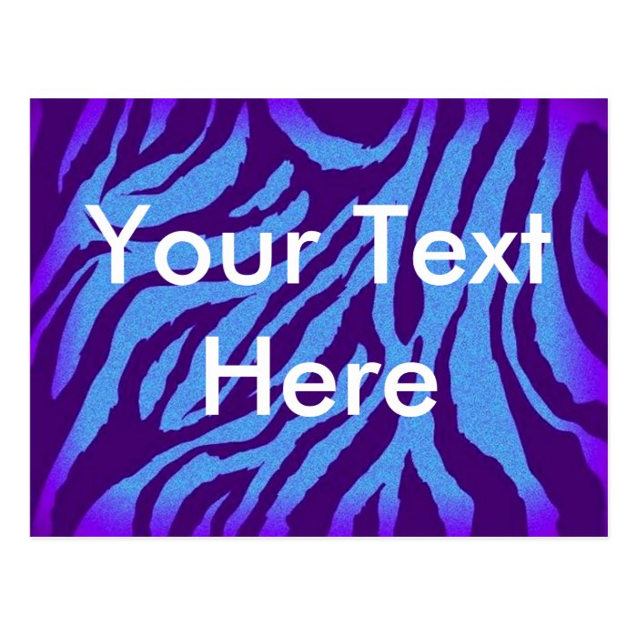 Scene Style Postcard   Blue/Indigo Zebra Print