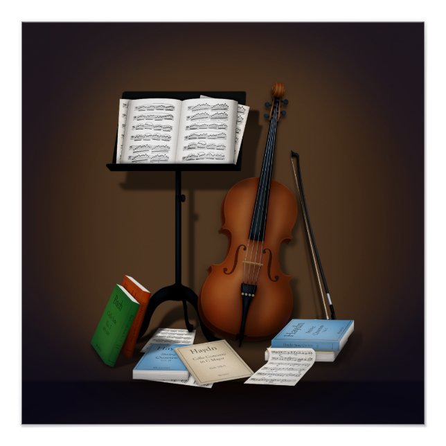 Scene with Cello & Music Stand Poster (Front)