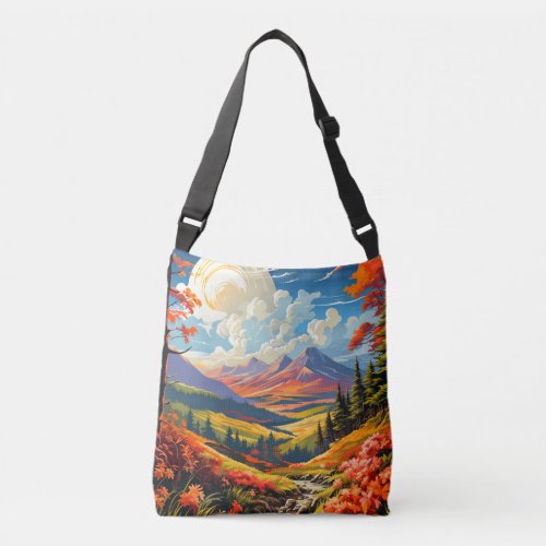 Scenery Countryside Landscape Illustration Crossbody Bag