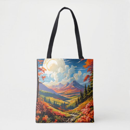 Scenery Countryside Landscape Illustration Tote Bag