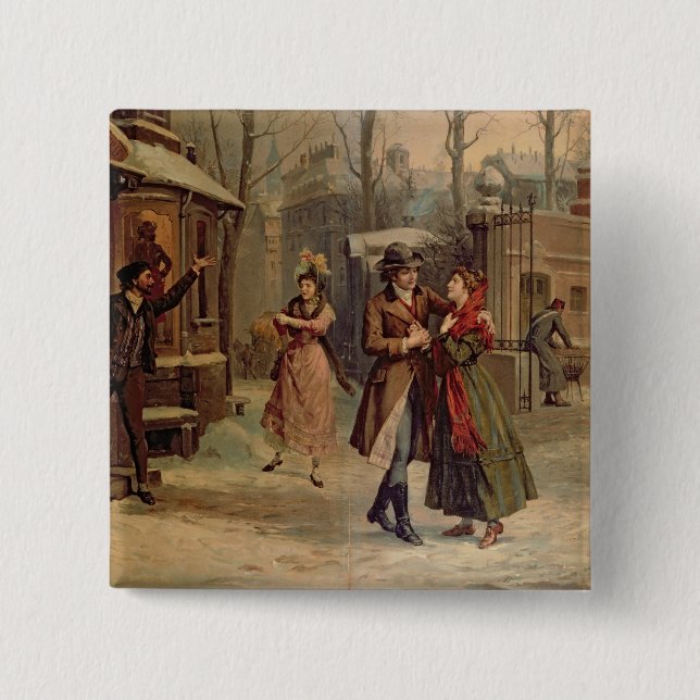 Scenery for the scene with Mimi and Rodolfo Button (Front)