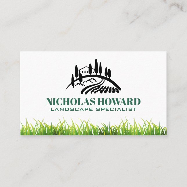 Scenery | Grass Trees Landscape Business Card (Front)