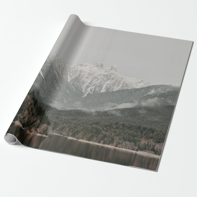 SCENERY OF TREES AND MOUNTAIN WRAPPING PAPER (Unrolled)