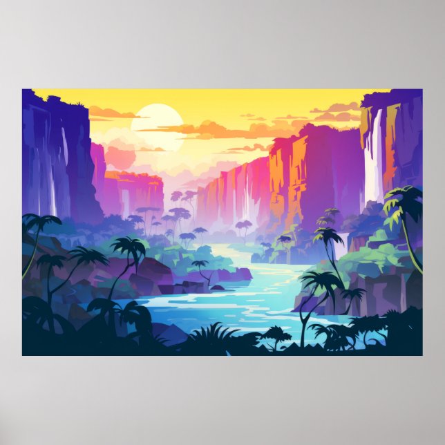 Scenery Panoramic Waterfall Landscape Nature Poster (Front)