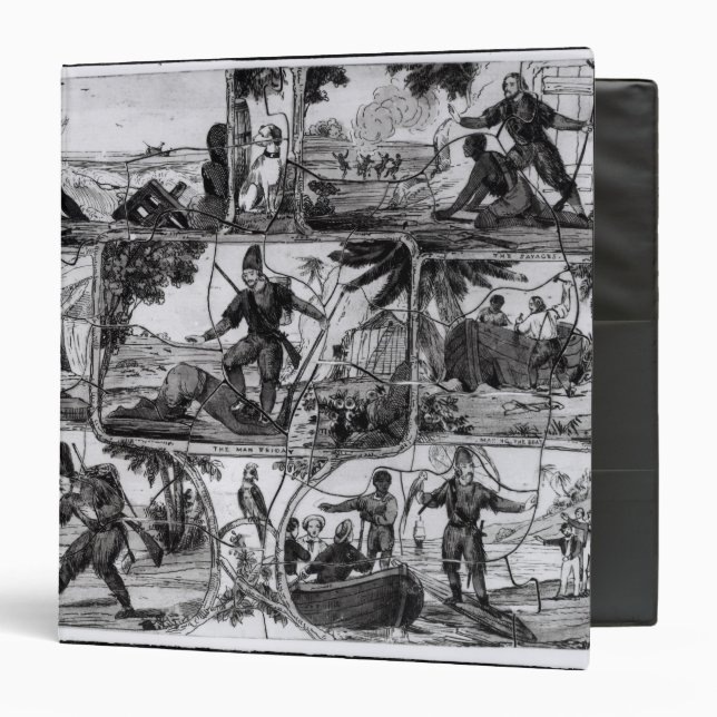 Scenes from 'Robinson Crusoe' by Daniel Defoe 3 Ring Binder (Front/Inside)