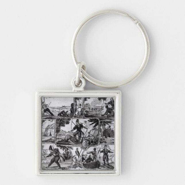 Scenes from 'Robinson Crusoe' by Daniel Defoe Keychain (Front)
