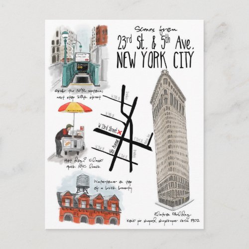 Scenes of 23rd and 5th Ave New York City Postcard