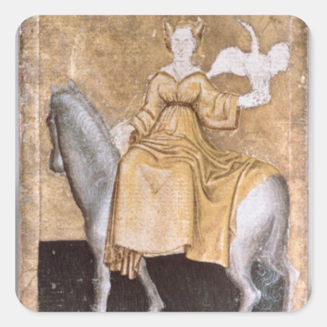 Scenes of courtly hawking square sticker (Front)