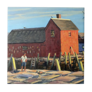 Scenic #1 Motif Rockport Fishing Shack Ceramic Tile