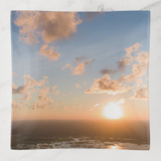 Scenic Aerial Sunrise Image Over Coastal Horizon Trinket Tray