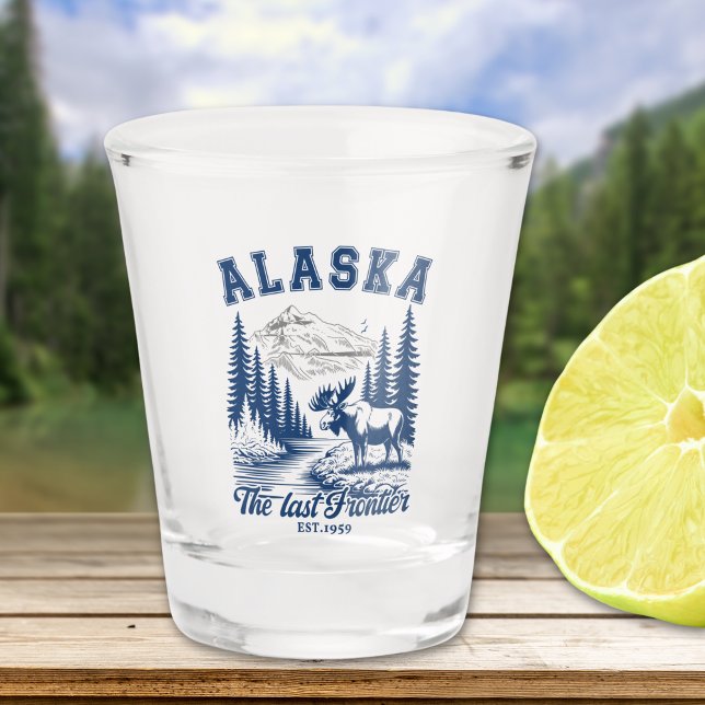 Scenic Alaska Nature and Moose Design Shot Glass (Creator Uploaded)