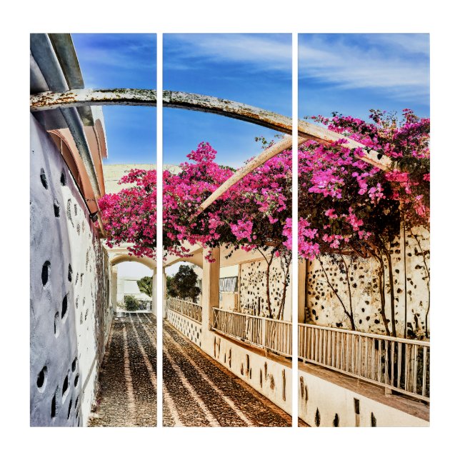 Scenic Alleyway in Santorini, Greece Triptych (Front)