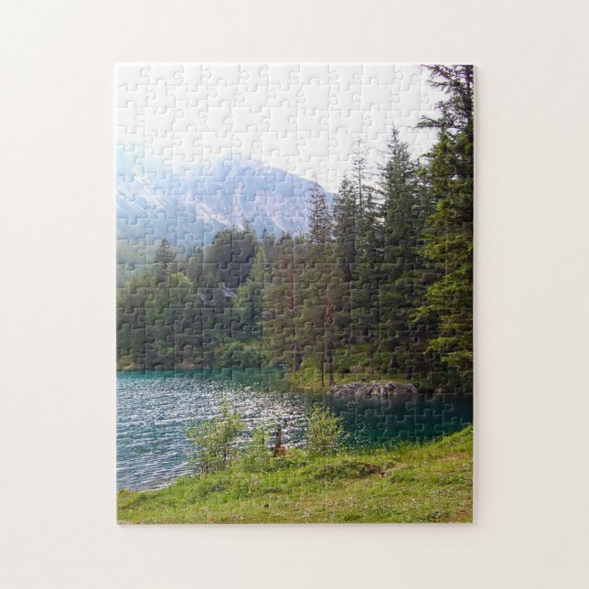 Scenic Alpine Forrest and Lake Jigsaw Puzzle (Vertical)