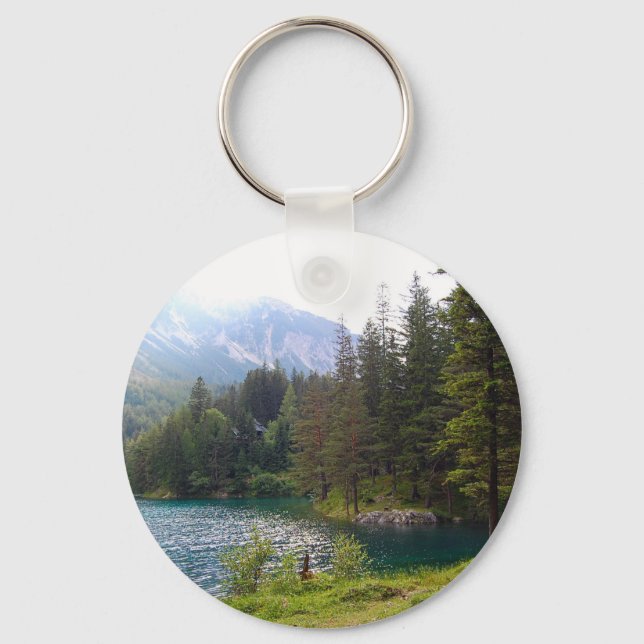 Scenic Alpine Forrest and Lake Keychain (Front)
