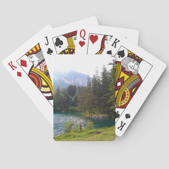 Scenic Alpine Forrest and Lake Photo Poker Cards (Back)