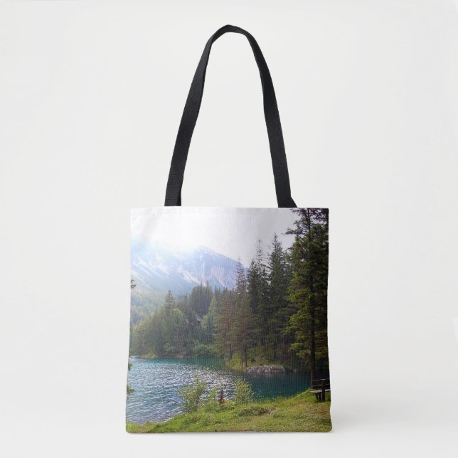 Scenic Alpine Forrest and Lake Tote Bag (Front)