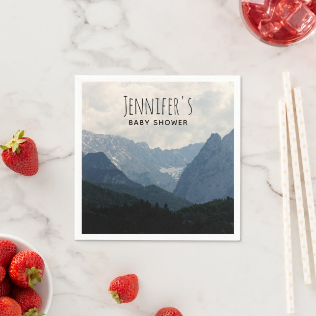 Scenic Alpine Mountains Nature Photo Baby Shower Napkins (Insitu)