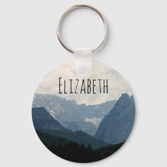Scenic Alpine Mountains Nature Photo Keychain (Front)