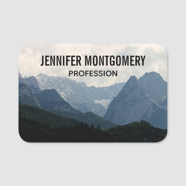 Scenic Alpine Mountains Nature Photo Name Tag (Front)